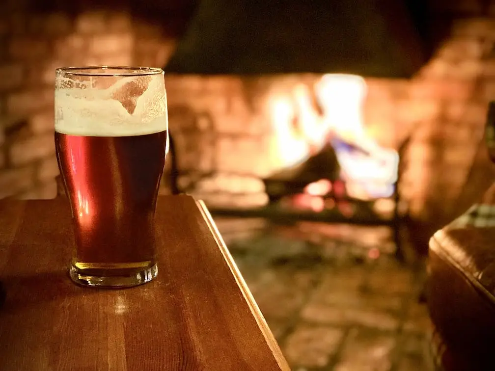 A beer with an image of a fireplace